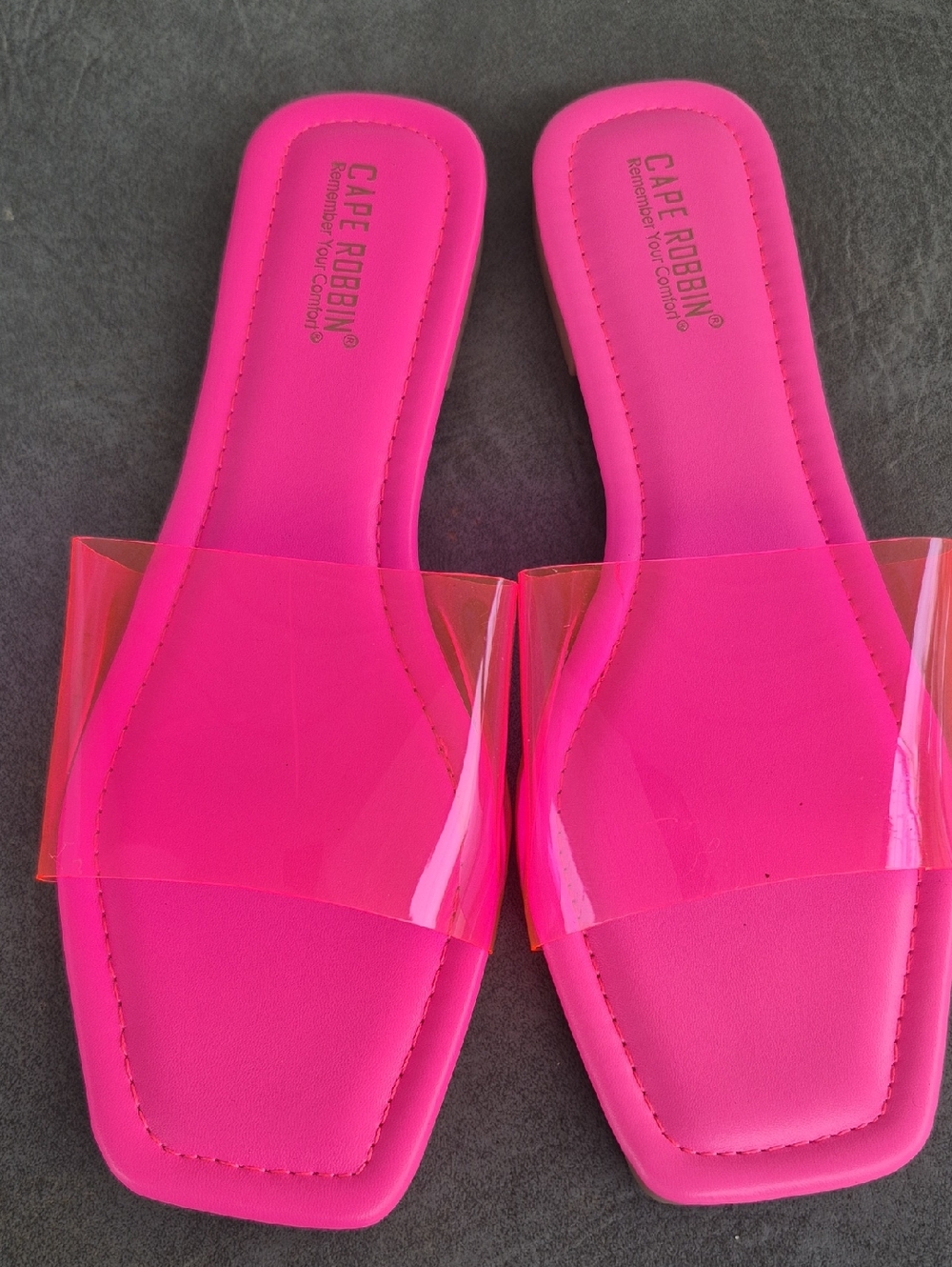 Cape Robbin Hot Pink Slide Sandals with Clear Strap